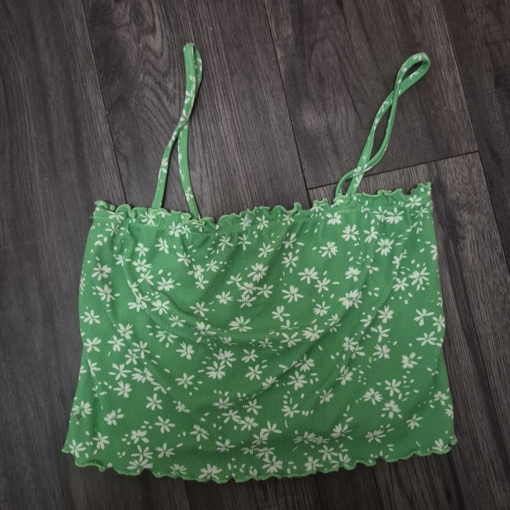 ARDENE Green Floral Cropped Cami Top